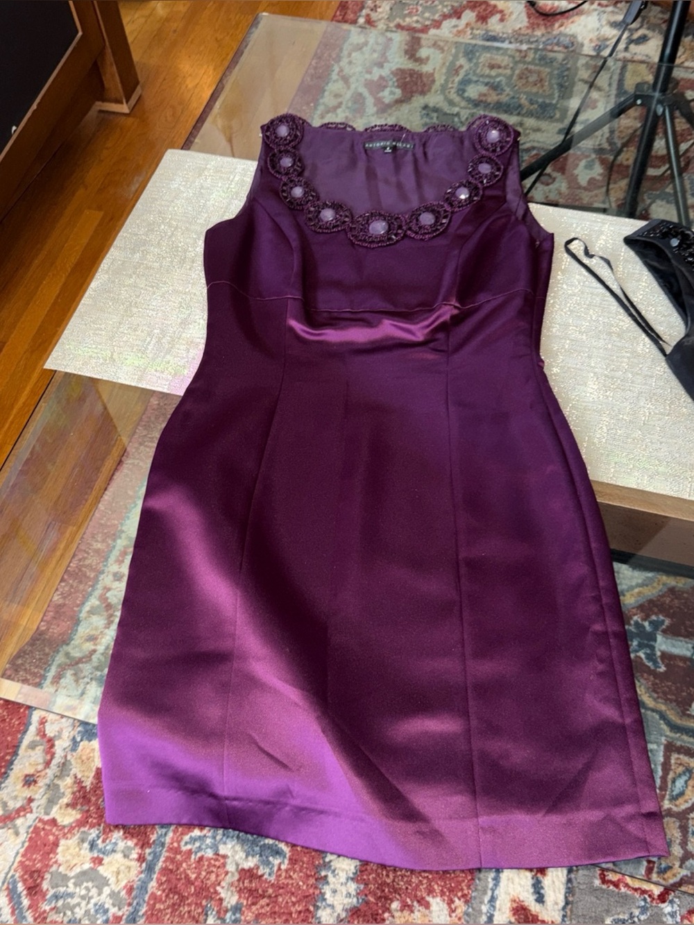 DESIGNER , ANTONI MELANI,Sleeveless Embellished magenta Sheath Dress, sz 2